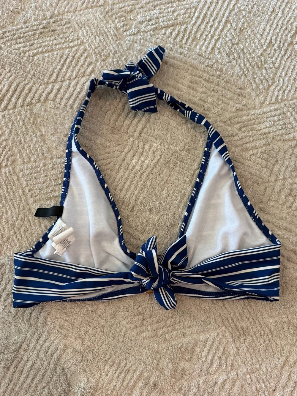 Ralph Lauren Blue and White Striped Halter Bikini Top